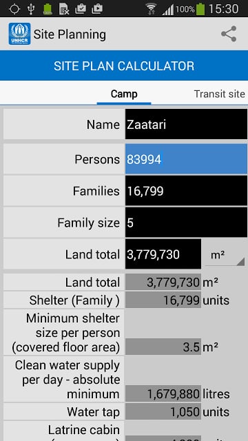 UNHCR Refugee Site Plann...截图2