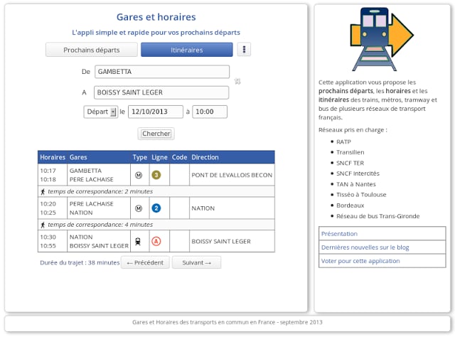 Horaires, Gares, Itin&eacute;raires截图5