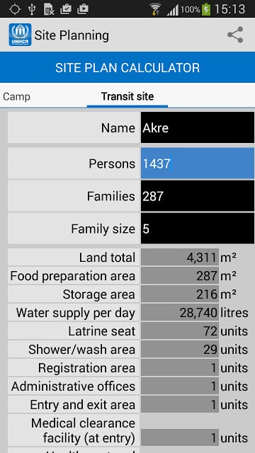 UNHCR Refugee Site Plann...截图4