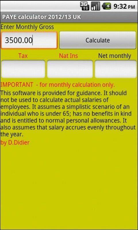 PAYE calculator 2012/13 UK截图1