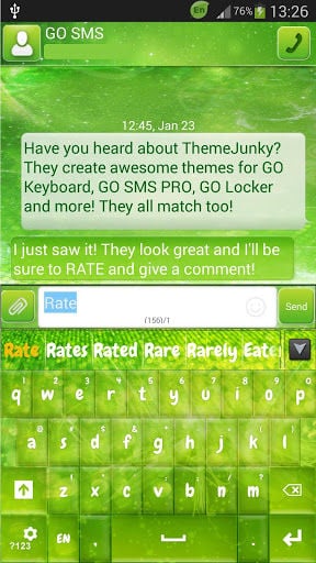 GO Keyboard Green Sparkle Theme截图1