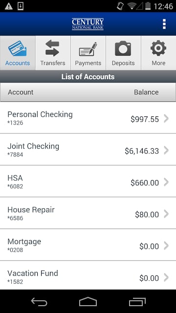 Century National Bank Phone截图5