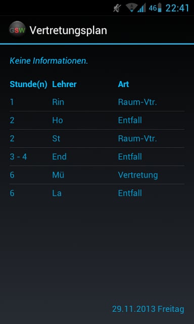 GSW Vertretungsplan截图1