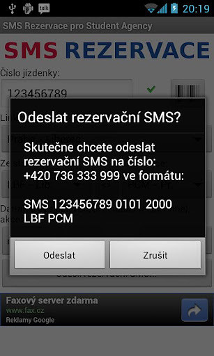 SMS Rezervace pro Student Agency截图2