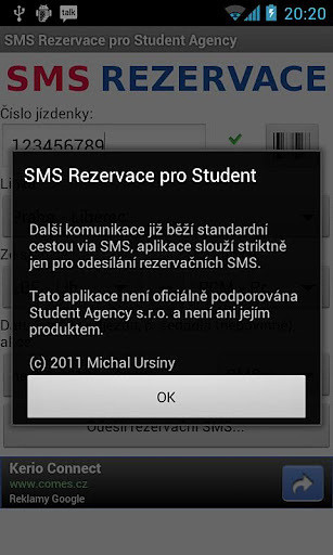 SMS Rezervace pro Student Agency截图1