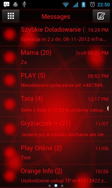 Red Orbit Theme for GO SMS Pro截图2