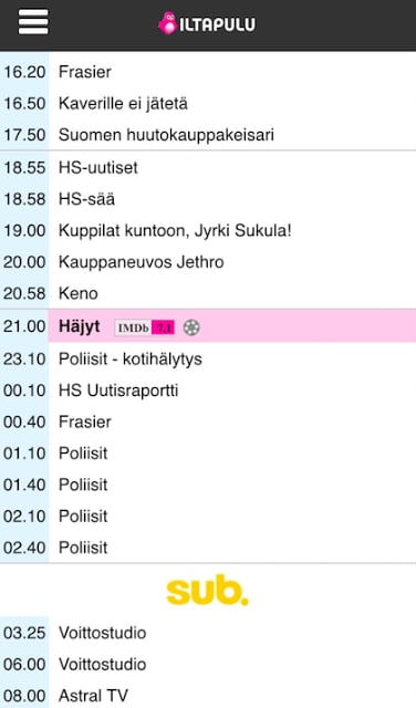Iltapulu.fi TV-opas截图2