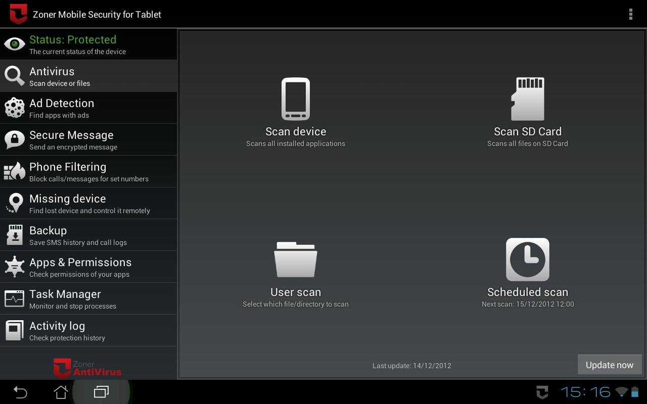 Zoner Mobile Security - Tablet截图5