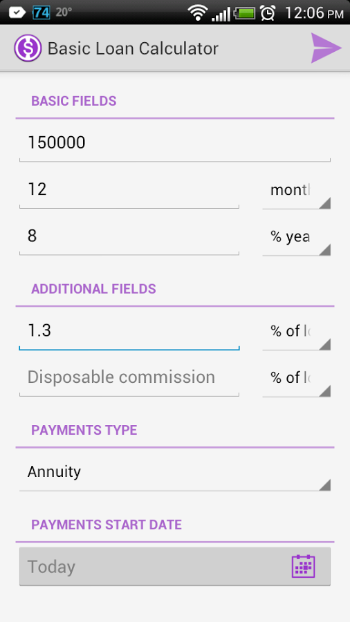 Basic Loan Calculator截图1