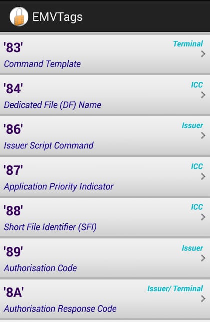 Smart Cards EMV Tags List截图2
