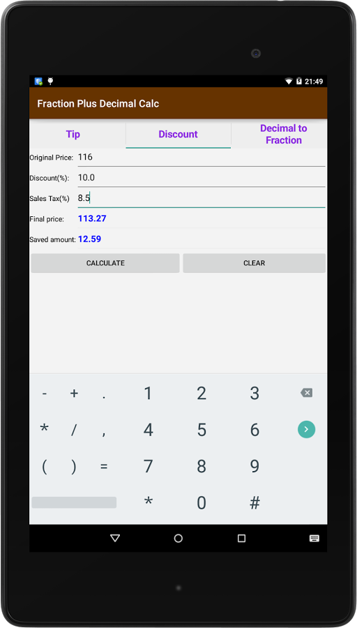 Fraction Plus Decimal Calc截图6