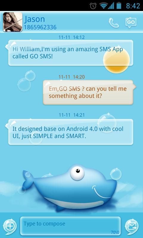 GO SMS Theme the whale talk截图4