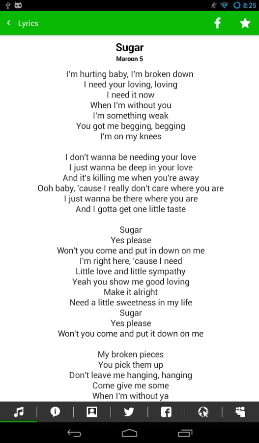 Sugar Maroon 5 Lyrics截图1