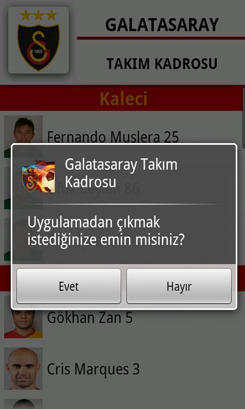 Galatasaray Takım Kadrosu截图6