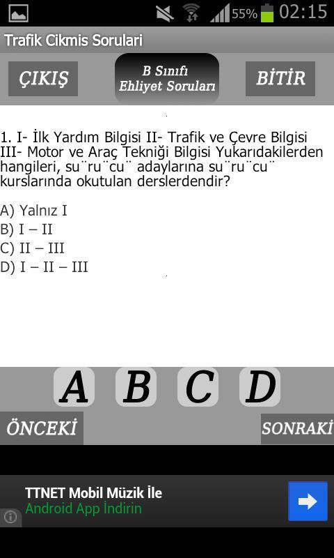 Ehliyet Cikmis Sorulari截图2