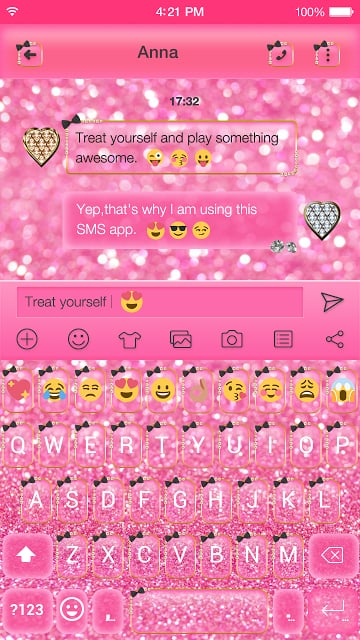 Pink Glitter Keyboard Theme截图7