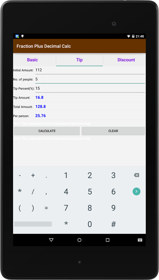 Fraction Plus Decimal Calc截图5