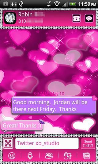 GO SMS THEME STITCH PINK HEART截图4