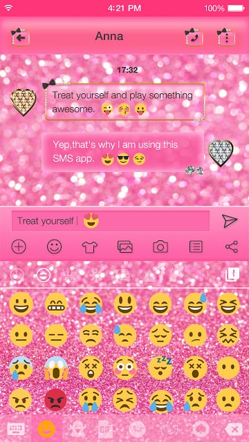 Pink Glitter Keyboard Theme截图4