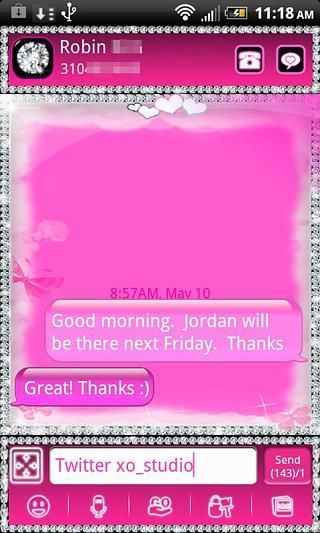 GO SMS PRO PINK CLOUD THEME截图1