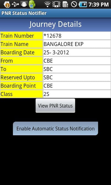 PNR Status Notifier截图2