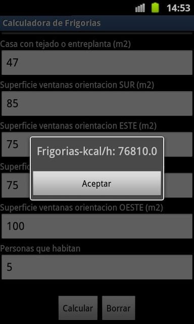 Calculadora de Frigorias截图2