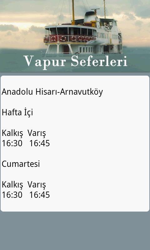 Vapur Seferleri Android截图3