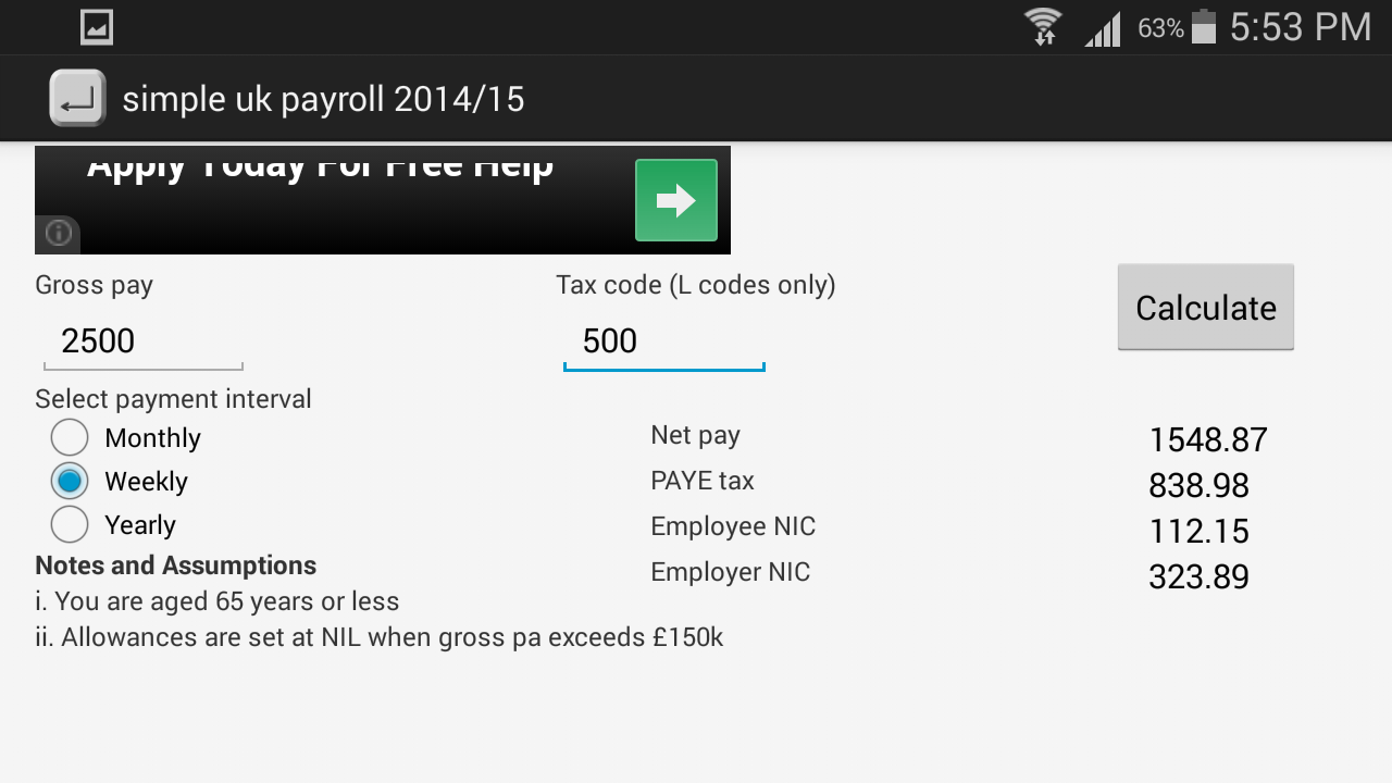 uk payroll calculator 2014/15截图1