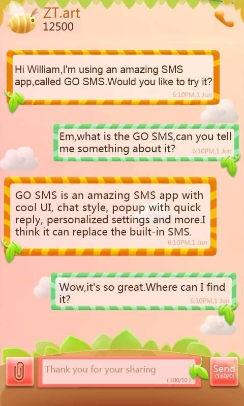 GO SMS Theme CuteGarden截图3