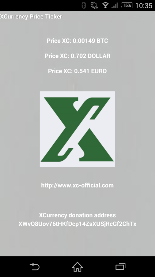 XCurrency(XC) price ticker截图1