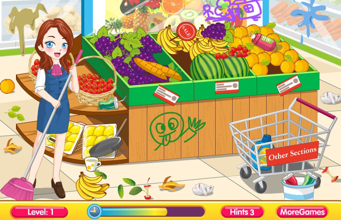 Cleaning Time Supermarket Game截图3