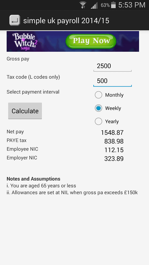 uk payroll calculator 2014/15截图2