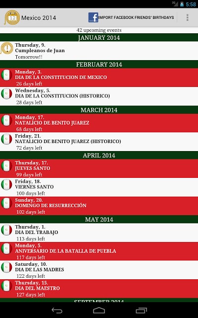 Calendario Feriados Mexico截图9