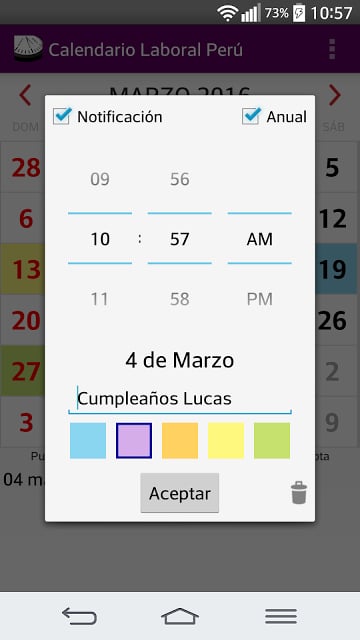 Calendario 2016 Per&uacute;截图3