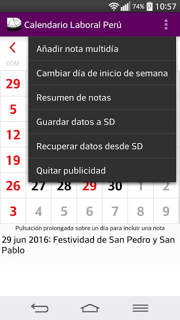 Calendario 2016 Per&uacute;截图4