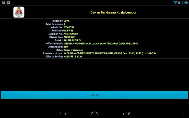 Malaysia Parking Summons截图7