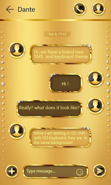 (FREE) GO SMS GOLD THEME截图9