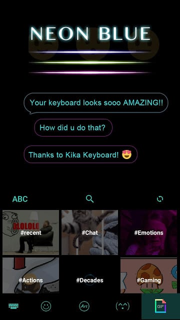 Neon Blue Kika Keyboard Theme截图9