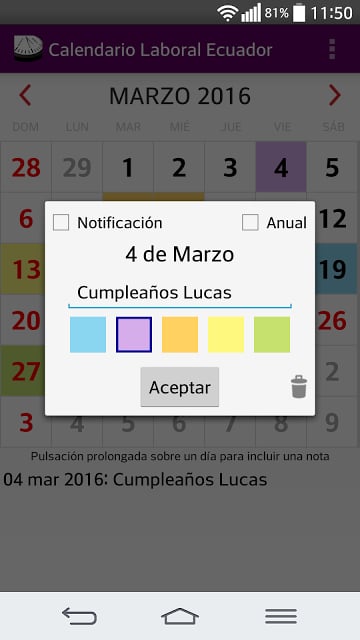 Calendario 2016 Ecuador截图5