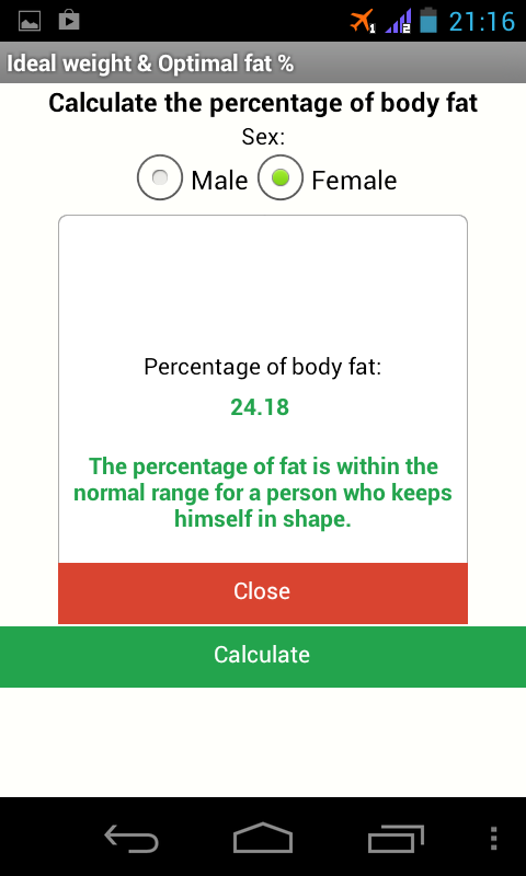 Ideal weight &amp; Optimal fat %截图3