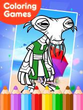 ban 10 coloring alien game截图5