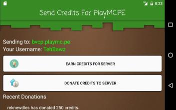 Send Credits For PlayMC.PE截图4