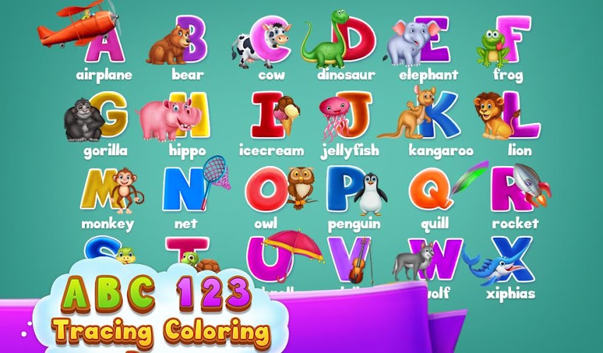 Abc 123 Tracing Coloring Pages截图3