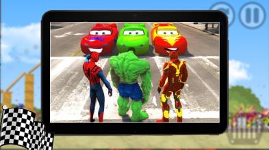 Spider VS Superheroes Car Race截图3