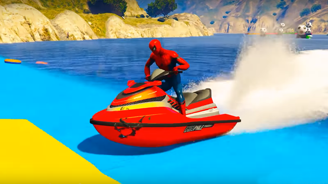 Superheroes Jet Ski Stunts: Top Speed Racing Games截图2