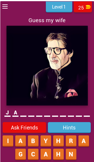 Bollywood couples trivia quiz game *截图5