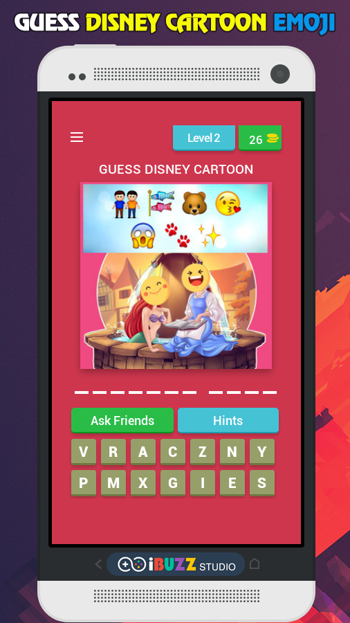 Guess Disney Cartoon Movie by Emojis Quiz Game截图4