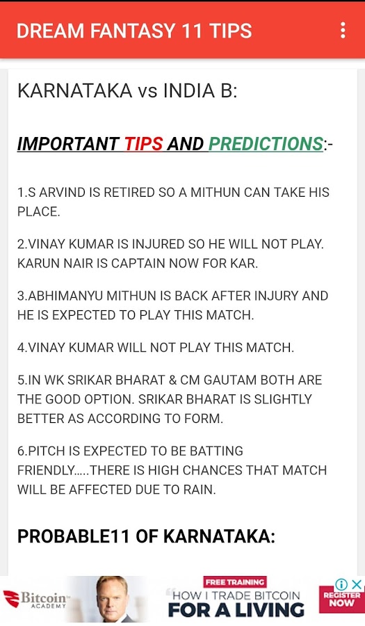 Fantasy Cricket - Dream 11 Tips截图5