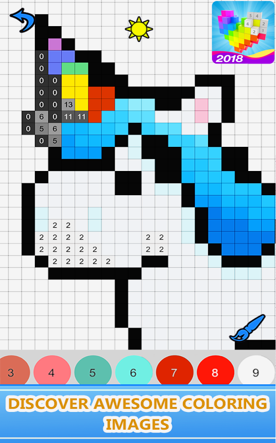 Pixel Art Unicorn - Color by Number: Coloring Book截图4