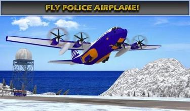 US Police Airplane Cop Dog Transporter Games Free截图1